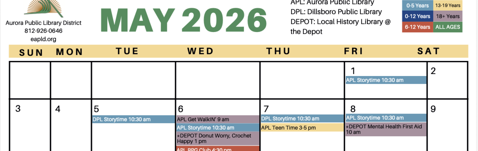May 2026 Library Calendar